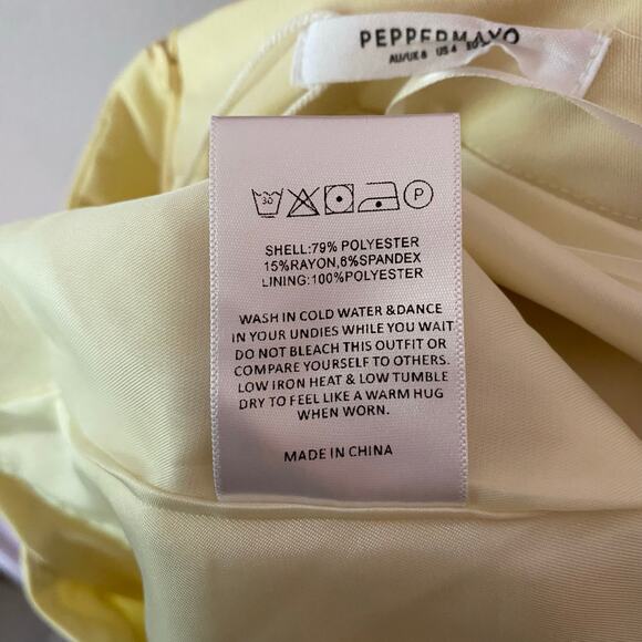 NWOT Peppermayo Women's size 4 Butter Yellow Sarah Micro Mini Skirt Lined - Picture 11 of 11